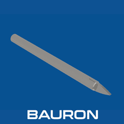 Bauron glass- og flisbor vist på skrå med spydformet spiss og rett, rundt skaft