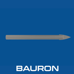Bauron glass- og flisbor vist fra siden med spiss, spydformet hardmetallspiss