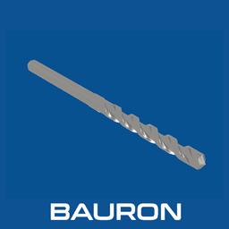 Bauron murbor vist på skrå med rett skaft, dype spiralspor og bred hardmetallspiss
