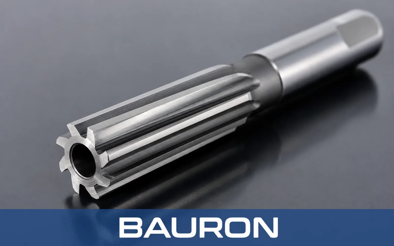 Close-up of a shell reamer with a bored center and straight flutes